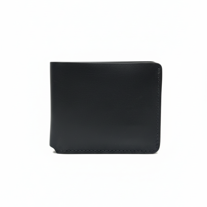 Billetera de cuero negro liso